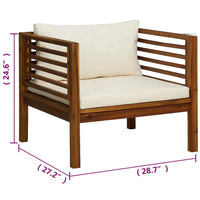 Lex Outdoor Armchair, Cream White Seat and Back Cushion, Brown Acacia Wood - BM339699