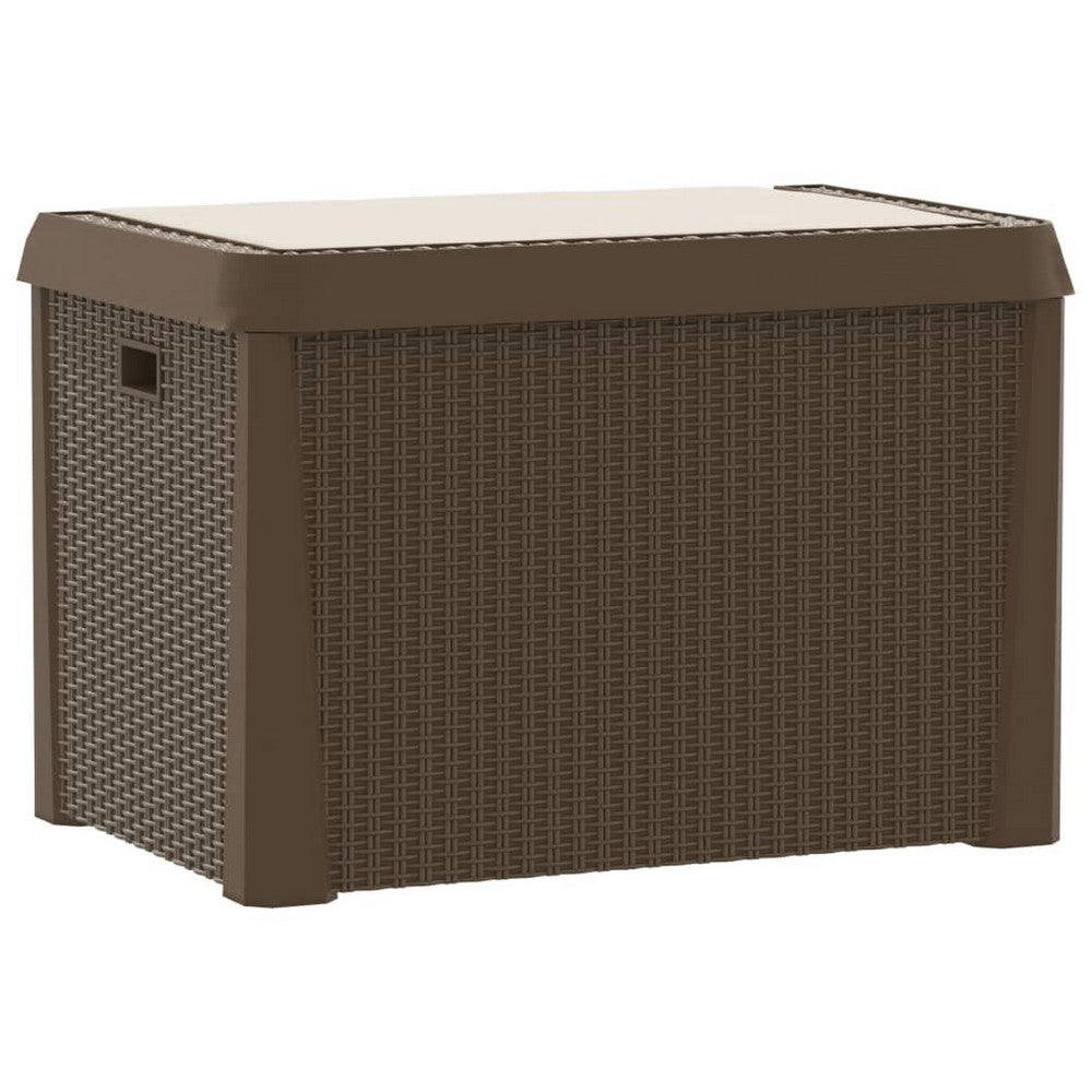 Jely Outdoor Garden Storage Box w Seat Cushion, 29 Inch, Brown - BM339700