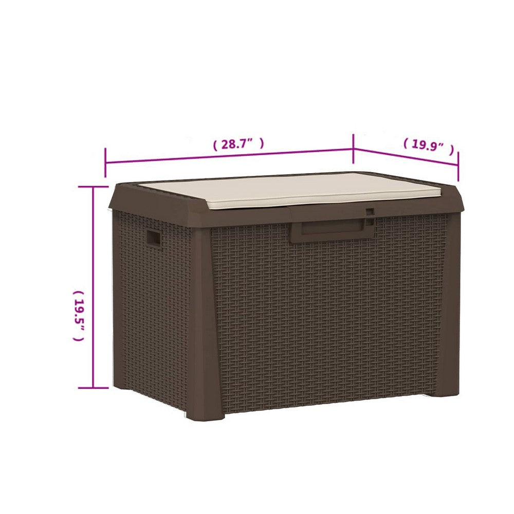 Jely Outdoor Garden Storage Box w Seat Cushion, 29 Inch, Brown - BM339700