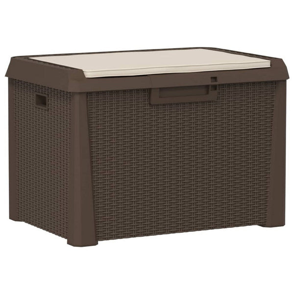Jely Outdoor Garden Storage Box w Seat Cushion, 29 Inch, Brown - BM339700