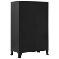 Miry Tall Office Cabinet, 2 Drawers w 2 Mesh Front Doors, Black Steel - BM339701