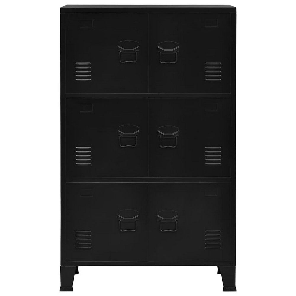 Nix Tall Storage Chest, 6 Doors with 3 Shelves, Matte Black Steel - BM339702