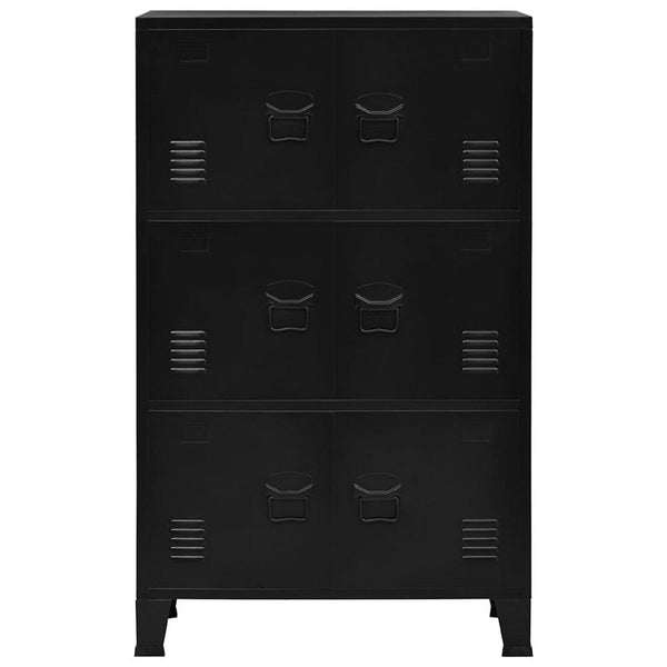 Nix Tall Storage Chest, 6 Doors with 3 Shelves, Matte Black Steel - BM339702