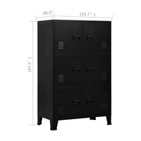 Nix Tall Storage Chest, 6 Doors with 3 Shelves, Matte Black Steel - BM339702