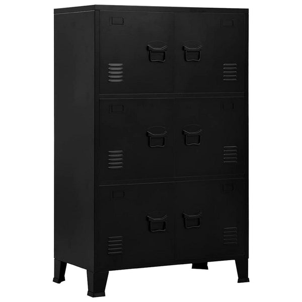 Nix Tall Storage Chest, 6 Doors with 3 Shelves, Matte Black Steel - BM339702
