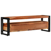 Kely TV Entertainment Media Cabinet, Brown Solid Sheesham Wood, Black Steel - BM339703