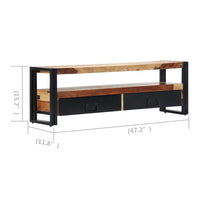 Kely TV Entertainment Media Cabinet, Brown Solid Sheesham Wood, Black Steel - BM339703