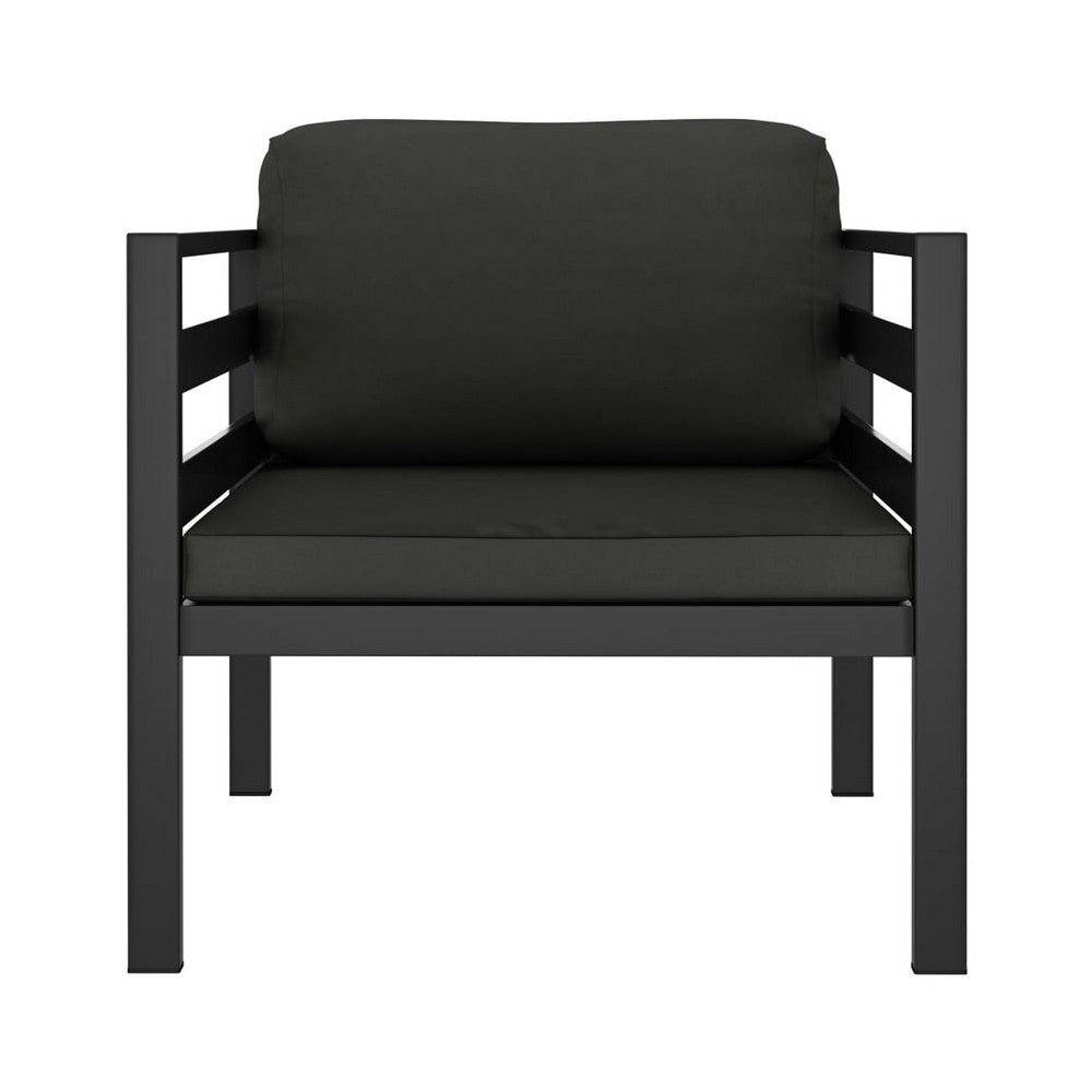 Xem Outdoor Sofa Chair, Fiberfill Seat and Back Cushions, Anthracite Black - BM339705