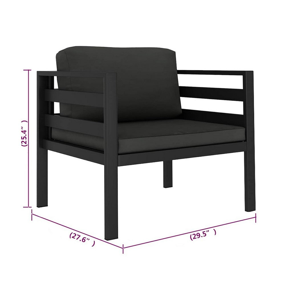Xem Outdoor Sofa Chair, Fiberfill Seat and Back Cushions, Anthracite Black - BM339705