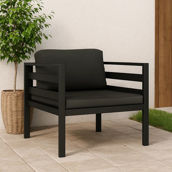 Xem Outdoor Sofa Chair, Fiberfill Seat and Back Cushions, Anthracite Black - BM339705