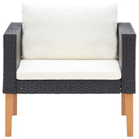 Wezy Outdoor Sofa Chair, White Seat and Back Cushions, Black Poly Rattan - BM339706