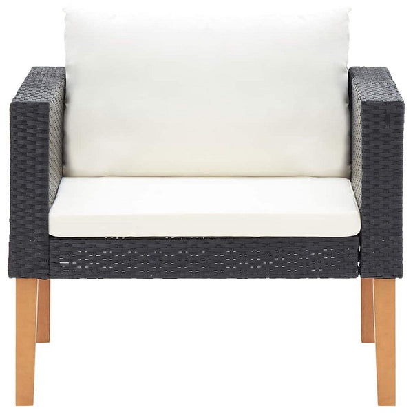 Wezy Outdoor Sofa Chair, White Seat and Back Cushions, Black Poly Rattan - BM339706