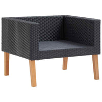Wezy Outdoor Sofa Chair, White Seat and Back Cushions, Black Poly Rattan - BM339706