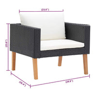 Wezy Outdoor Sofa Chair, White Seat and Back Cushions, Black Poly Rattan - BM339706