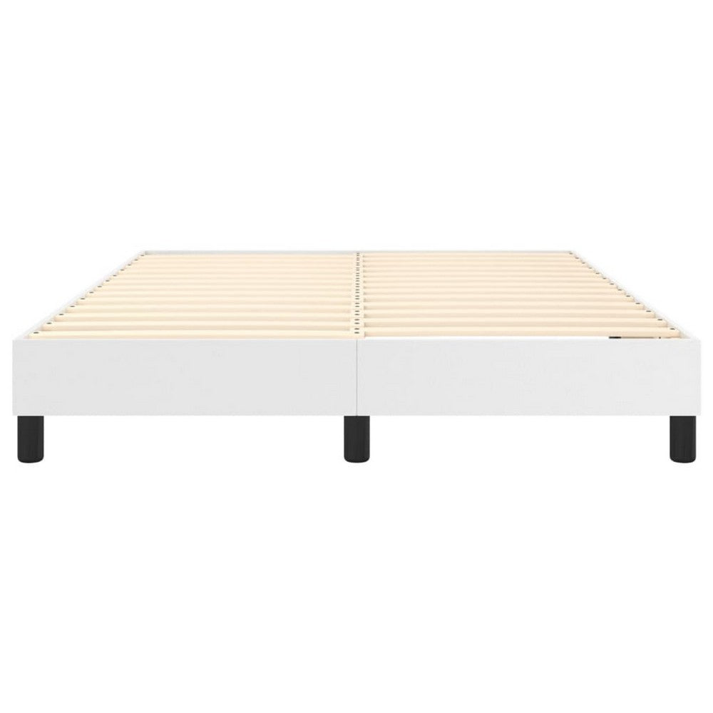 Yeri Full Size Bed Frame, White Faux Leather, Low Profile Legs - BM339707