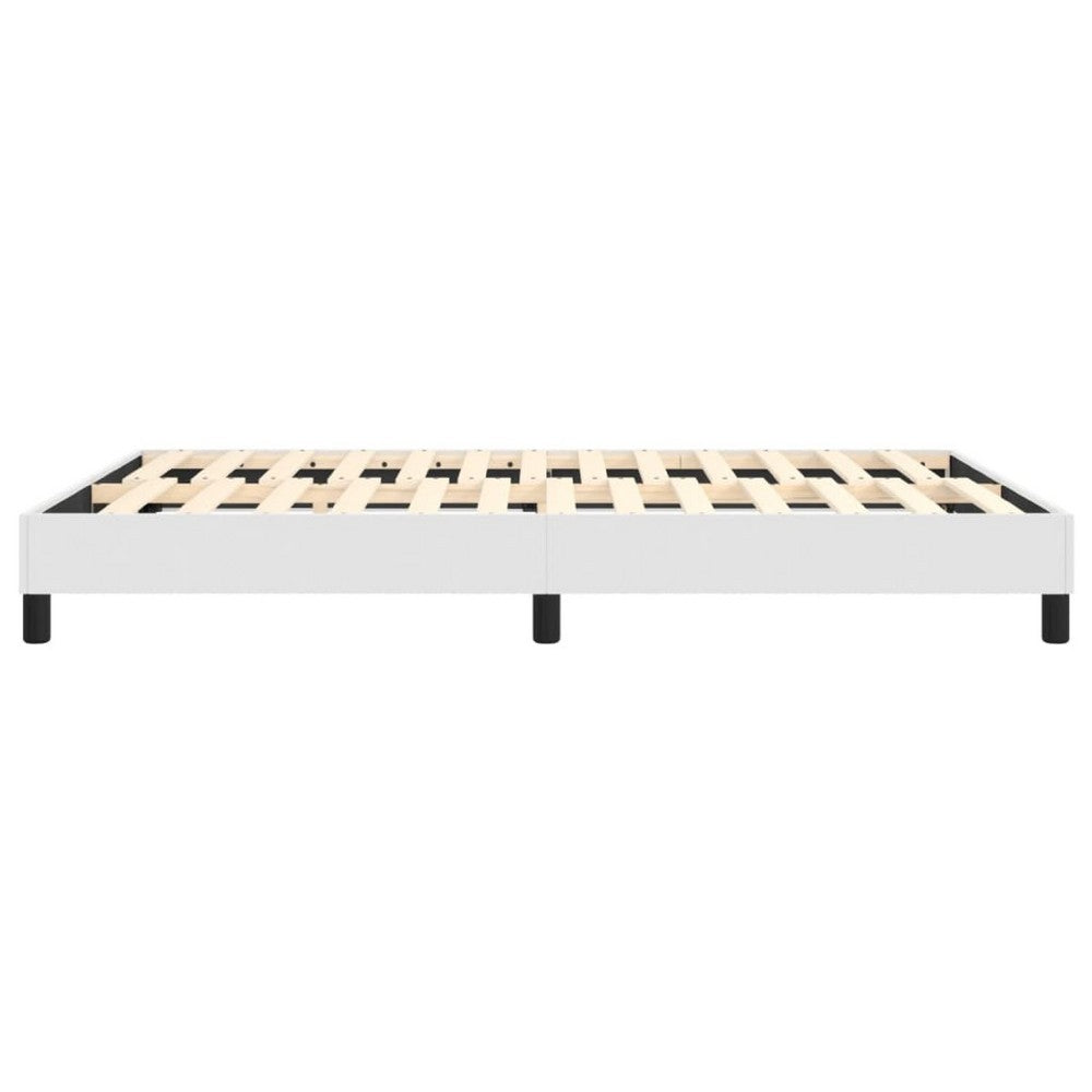 Yeri Full Size Bed Frame, White Faux Leather, Low Profile Legs - BM339707