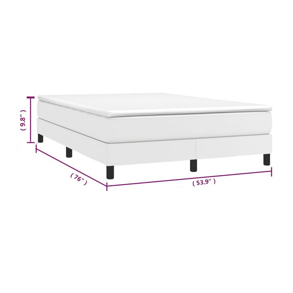 Yeri Full Size Bed Frame, White Faux Leather, Low Profile Legs - BM339707