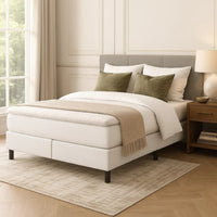 Yeri Full Size Bed Frame, White Faux Leather, Low Profile Legs - BM339707
