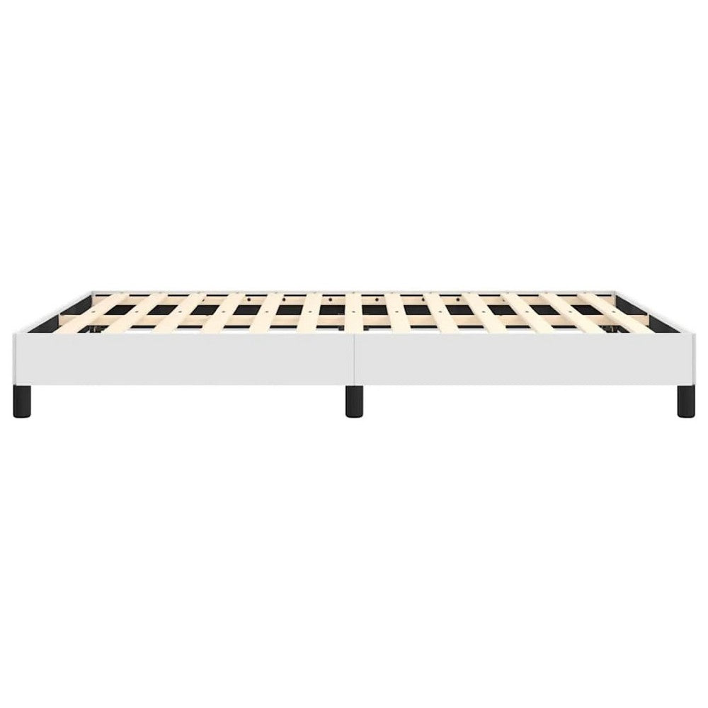 Ceri Full Size Bed Frame, White Faux Leather, Low Profile Legs
 - BM339708