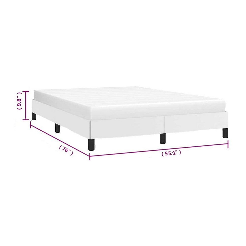 Ceri Full Size Bed Frame, White Faux Leather, Low Profile Legs
 - BM339708