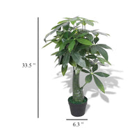 Sarge 33 Inch Artificial Silk Plant with 175 Green Leaves, Painted Wood - BM339709