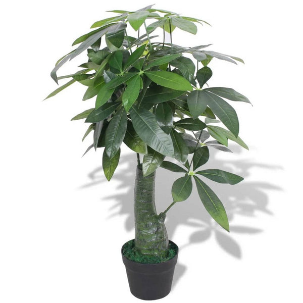 Sarge 33 Inch Artificial Silk Plant with 175 Green Leaves, Painted Wood - BM339709
