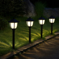 Myna Outdoor Solar-Power Lamp Set of 3, White LED, Classic Black Finish - BM339711
