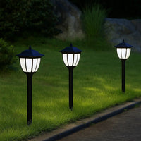 Myna Outdoor Solar-Power Lamp Set of 3, White LED, Classic Black Finish - BM339711