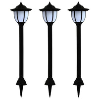 Myna Outdoor Solar-Power Lamp Set of 3, White LED, Classic Black Finish - BM339711
