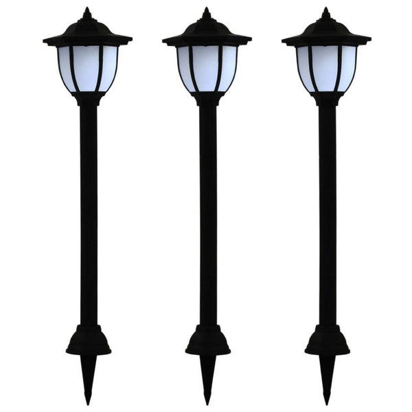 Myna Outdoor Solar-Power Lamp Set of 3, White LED, Classic Black Finish - BM339711