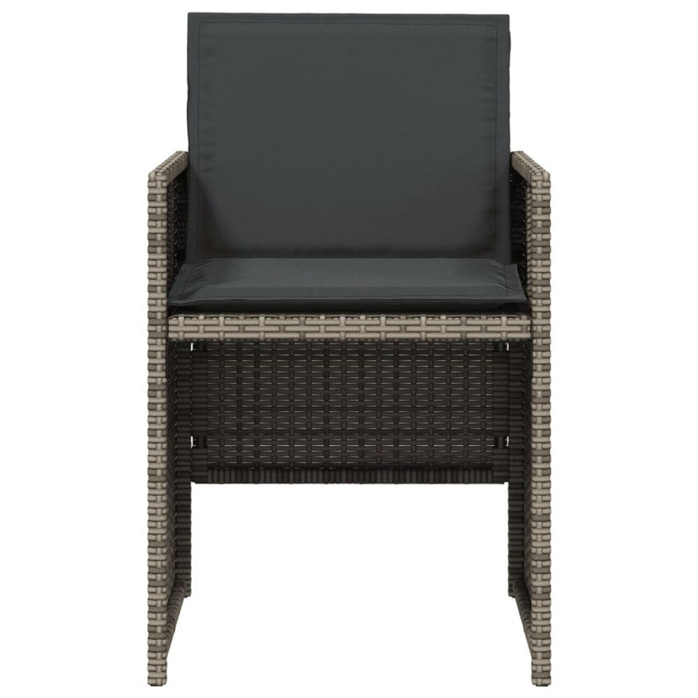 Fendy Patio Chair Set of 4, Powder Coated Metal Frame, Gray Faux Rattan - BM339712