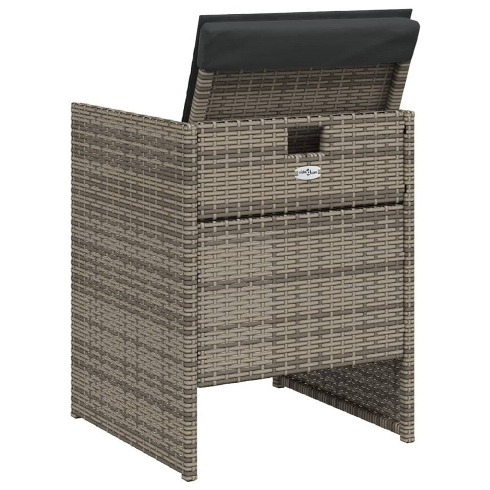 Fendy Patio Chair Set of 4, Powder Coated Metal Frame, Gray Faux Rattan - BM339712