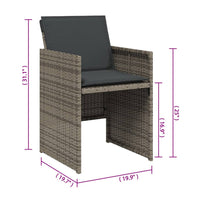 Fendy Patio Chair Set of 4, Powder Coated Metal Frame, Gray Faux Rattan - BM339712
