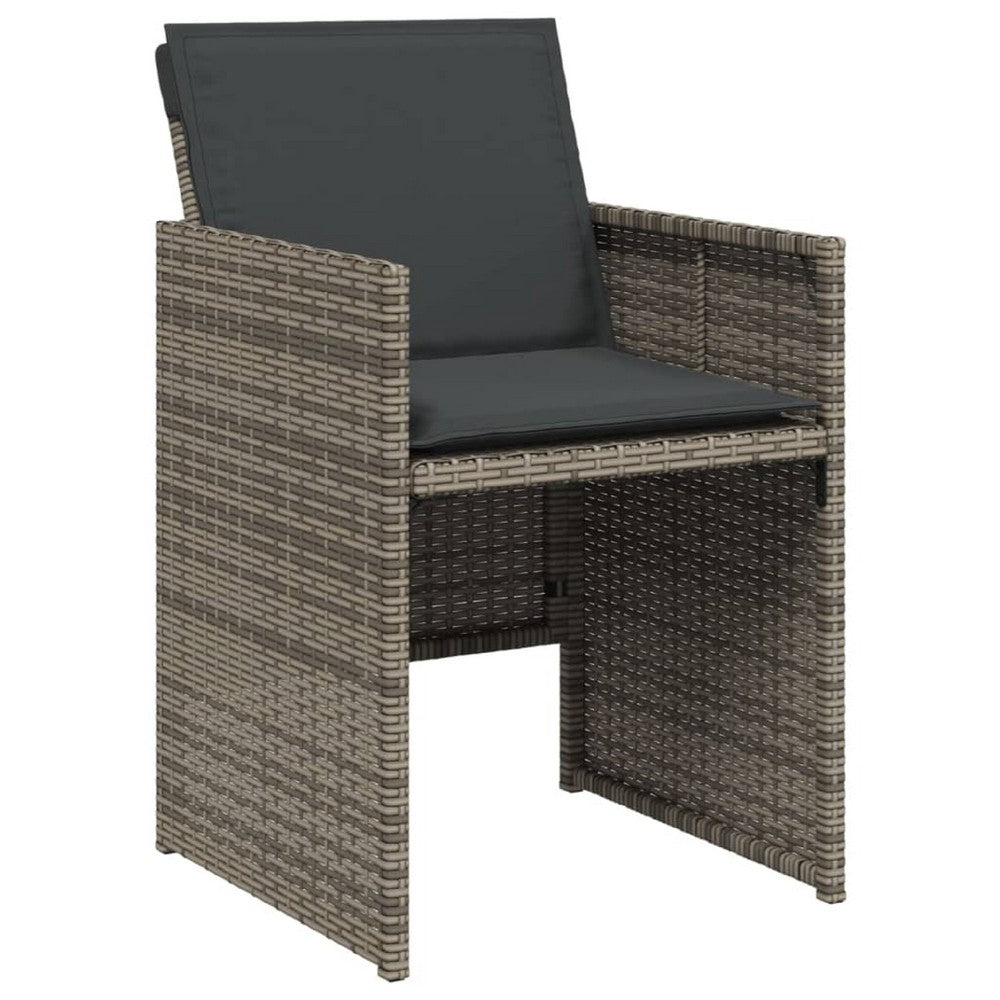 Fendy Patio Chair Set of 4, Powder Coated Metal Frame, Gray Faux Rattan - BM339712