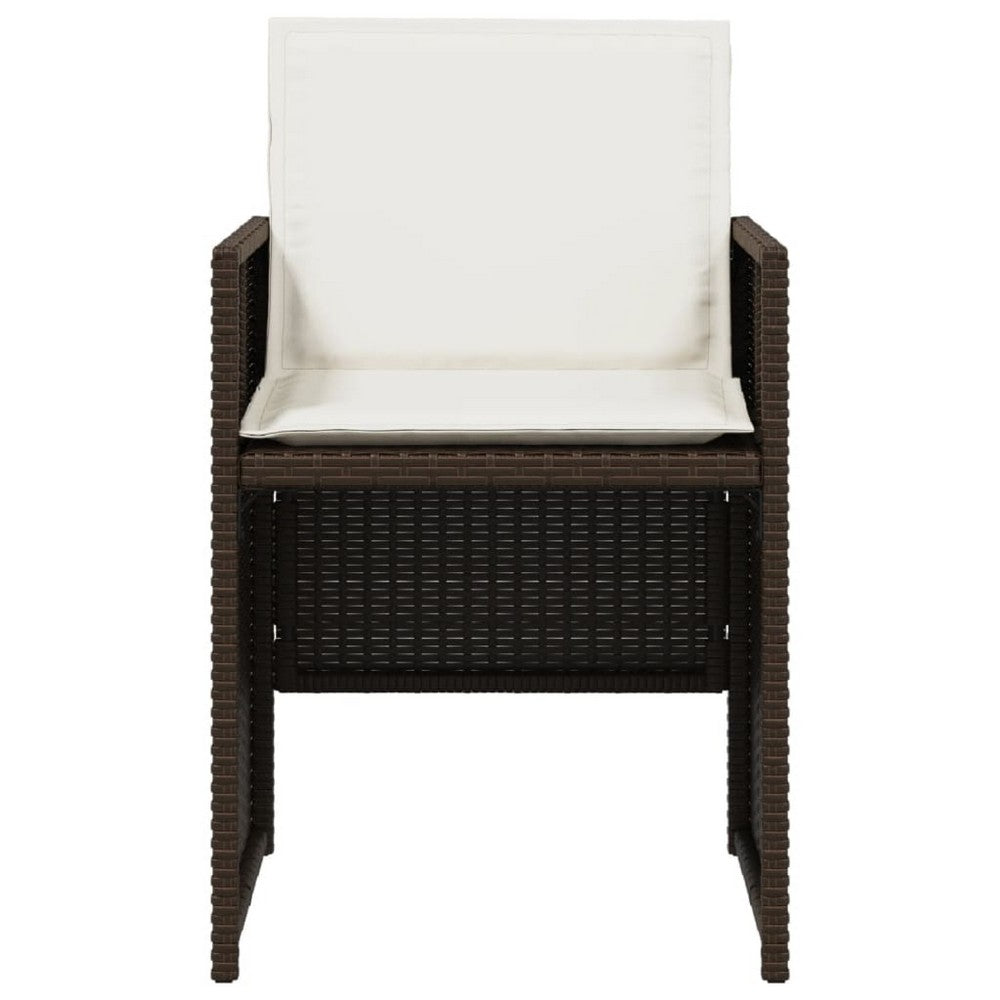 Mandie Foldable Patio Chair Set of 4, Metal Frame, Brown Wicker Rattan - BM339713