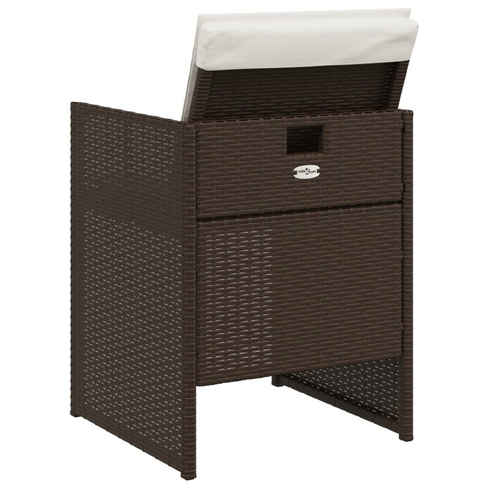 Mandie Foldable Patio Chair Set of 4, Metal Frame, Brown Wicker Rattan - BM339713