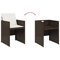 Mandie Foldable Patio Chair Set of 4, Metal Frame, Brown Wicker Rattan - BM339713