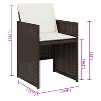 Mandie Foldable Patio Chair Set of 4, Metal Frame, Brown Wicker Rattan - BM339713