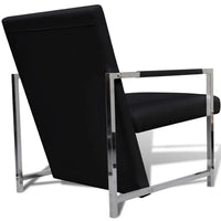 Sanna Ergonomic Armchair, Cubic Solid Wood Frame, Black Faux Leather - BM339714