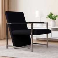 Sanna Ergonomic Armchair, Cubic Solid Wood Frame, Black Faux Leather - BM339714