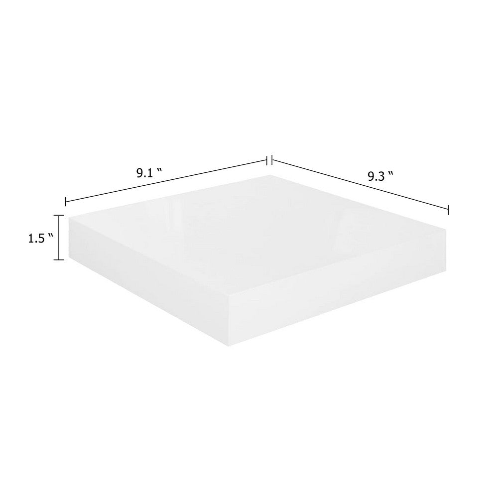Hannah Floating Wall Shelf Set of 2, 9x9 inch High gloss White Honeycomb - BM339715