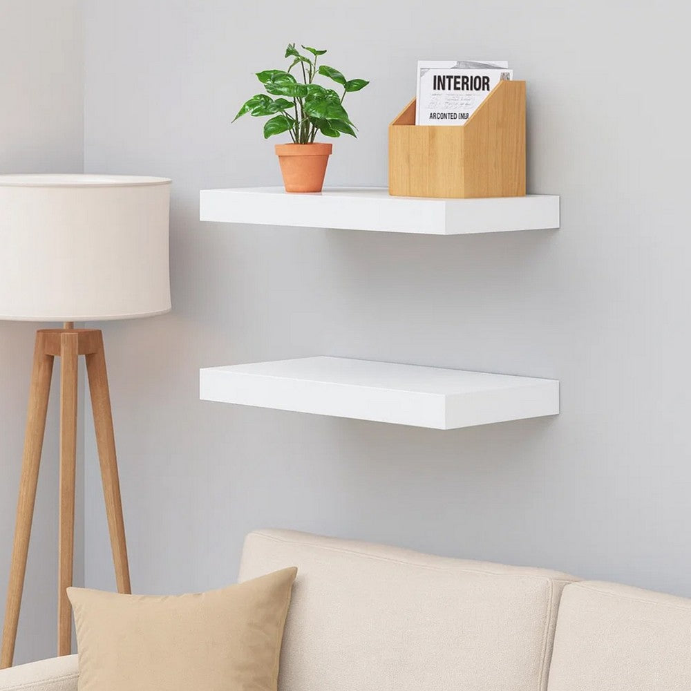 Hannah Floating Wall Shelf Set of 2, 9x9 inch High gloss White Honeycomb - BM339715