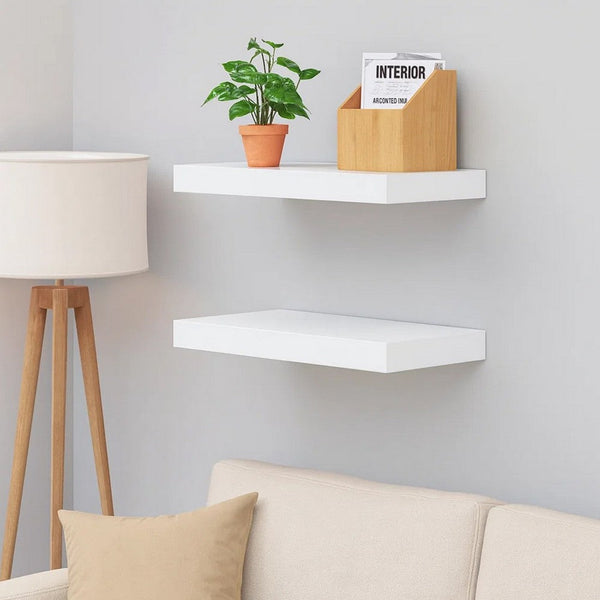 Hannah Floating Wall Shelf Set of 2, 9x9 inch High gloss White Honeycomb - BM339715