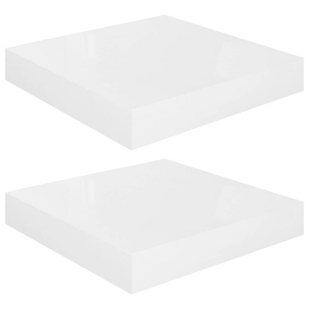 Hannah Floating Wall Shelf Set of 2, 9x9 inch High gloss White Honeycomb - BM339715