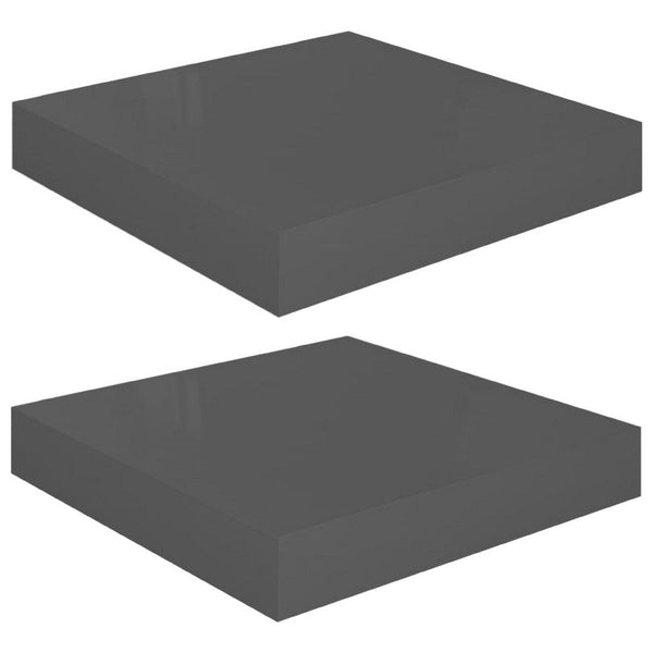 Hannah Floating Wall Shelf Set of 2,  9x9 inch High Gloss Gray Honeycomb - BM339716