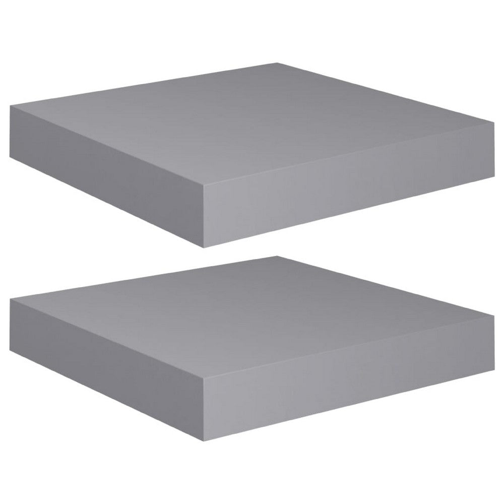 Hannah Floating Wall Shelf Set of 2, 9x9 Square Frame, Gray Honeycomb, Metal - BM339718