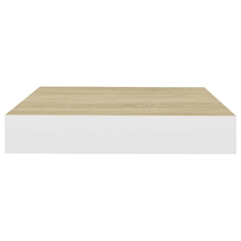Hannah Floating Wall Shelf Set of 2, 9x9 Square Frame, Oak-White Honeycomb - BM339719