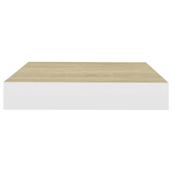 Hannah Floating Wall Shelf Set of 2, 9x9 Square Frame, Oak-White Honeycomb - BM339719