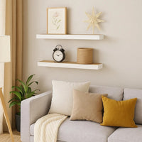 Hannah Floating Wall Shelf Set of 2, 9x9 Square Frame, Oak-White Honeycomb - BM339719