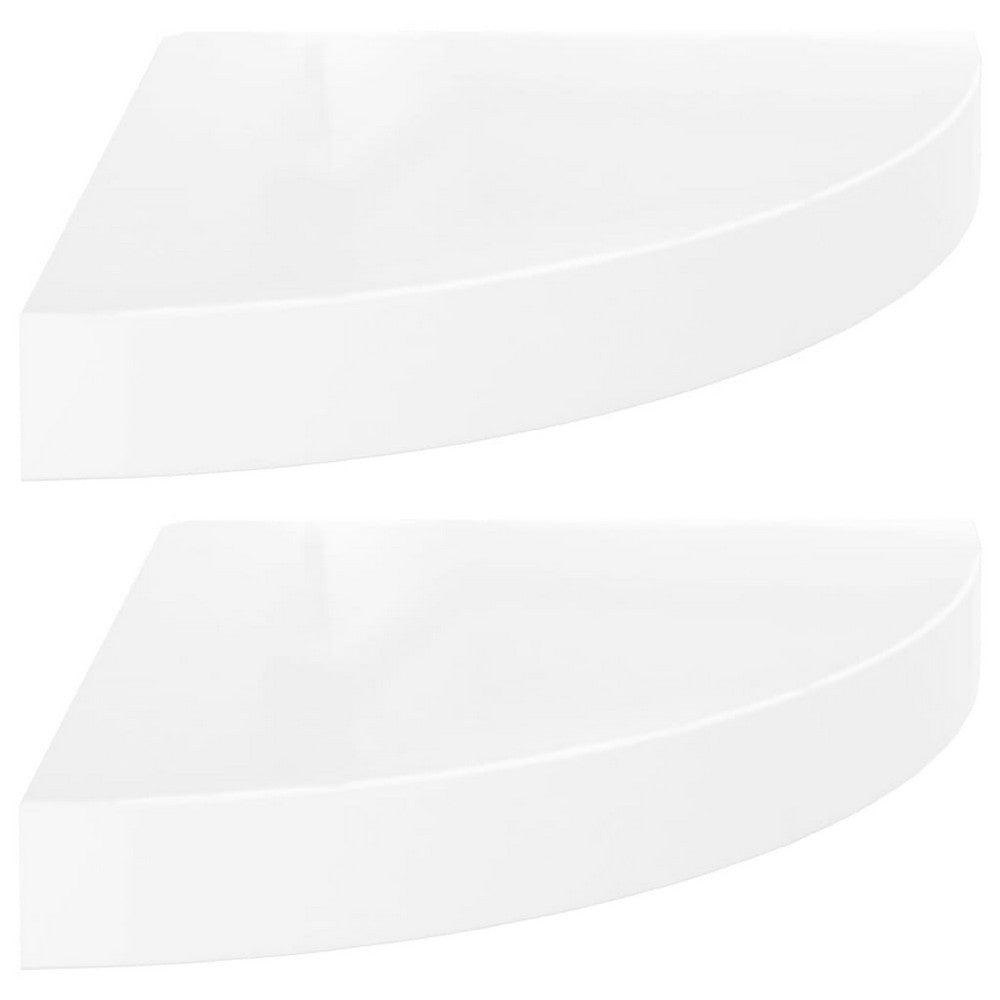 Phoebs Floating Corner Wall Shelf Set of 2, Gloss White Honeycomb, 10 Inch - BM339720